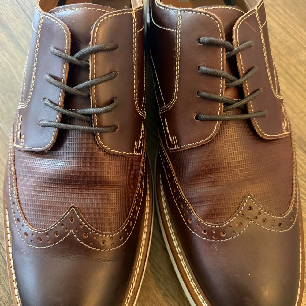 Johnston & Murphy Wingtip Oxford Brown TRUFOAM Dress Shoes Mens 13M 59-4352 - Picture 3 of 8